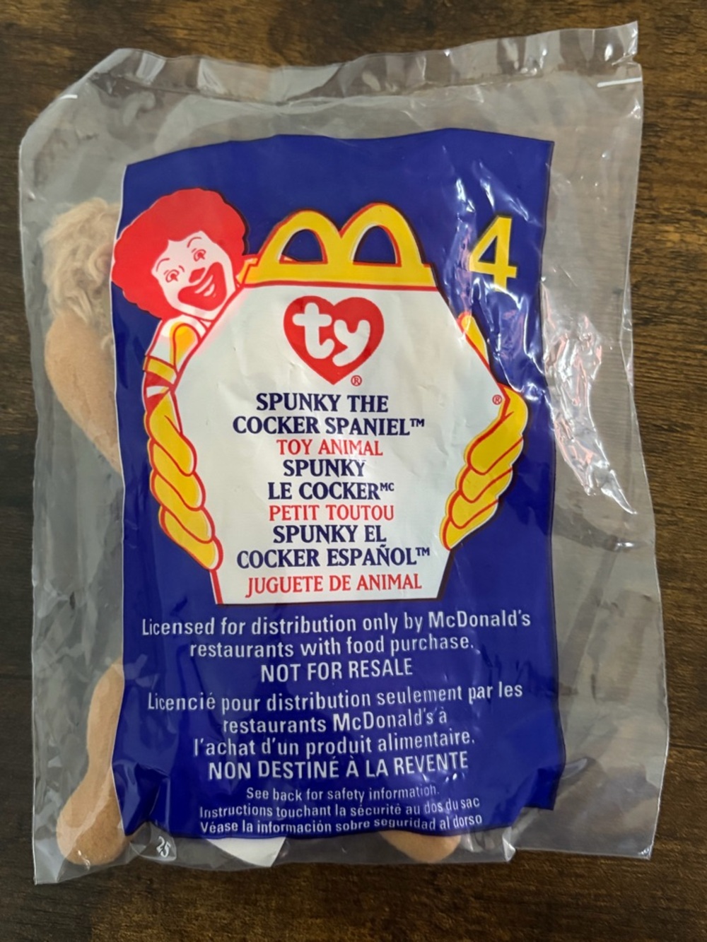 Vintage 1999 McDonald's Ty Spunky the Cocker Spaniel Plush #4 In‎ package teeny